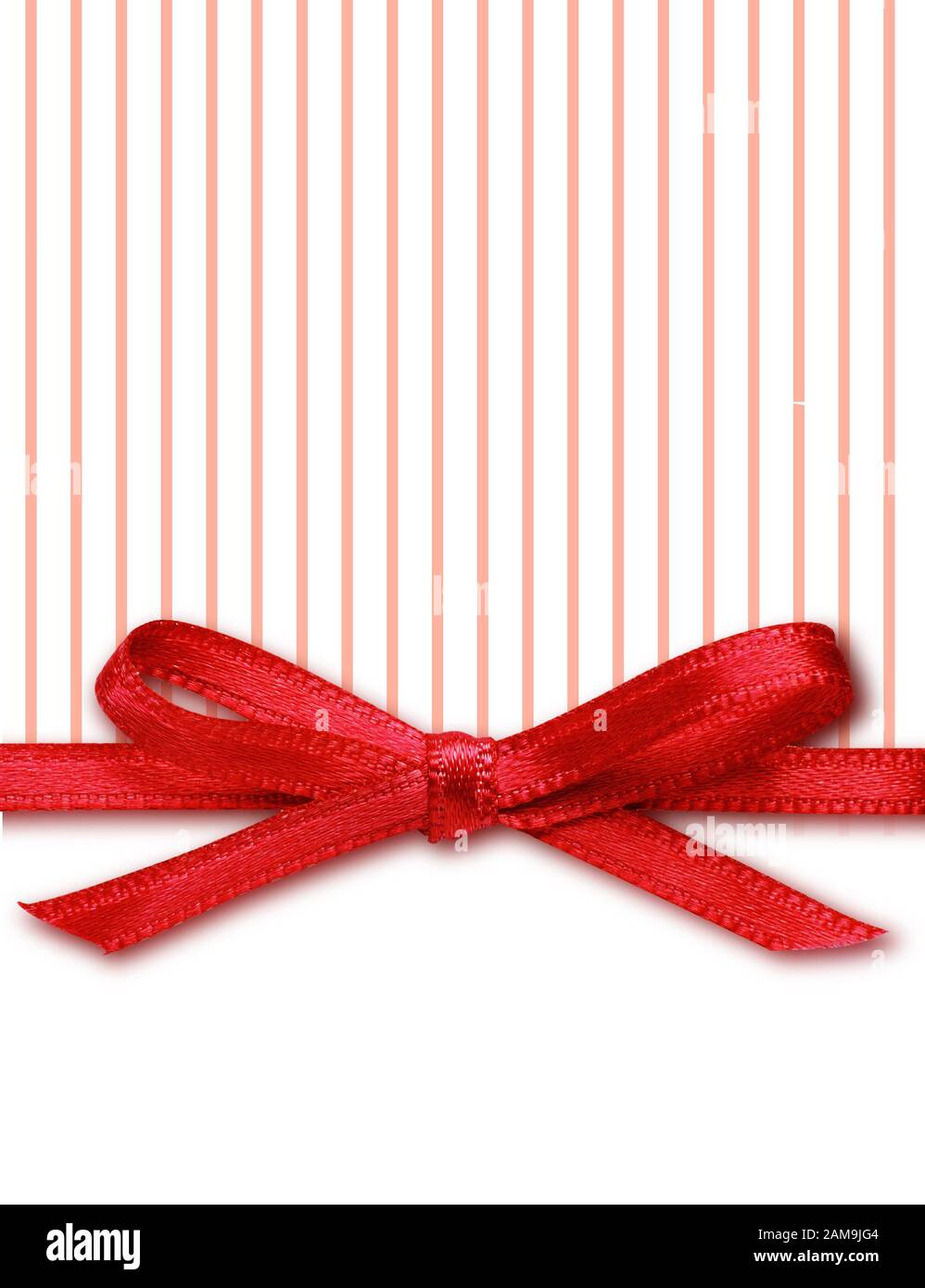 Red ribbon bow on striped and white background Stock Photo - Alamy