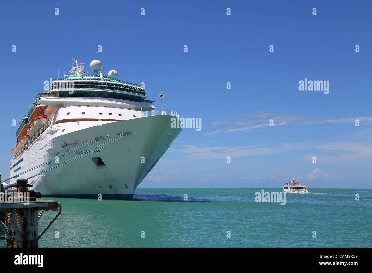 cruise ship moored at key west at the southern end of the florida keys