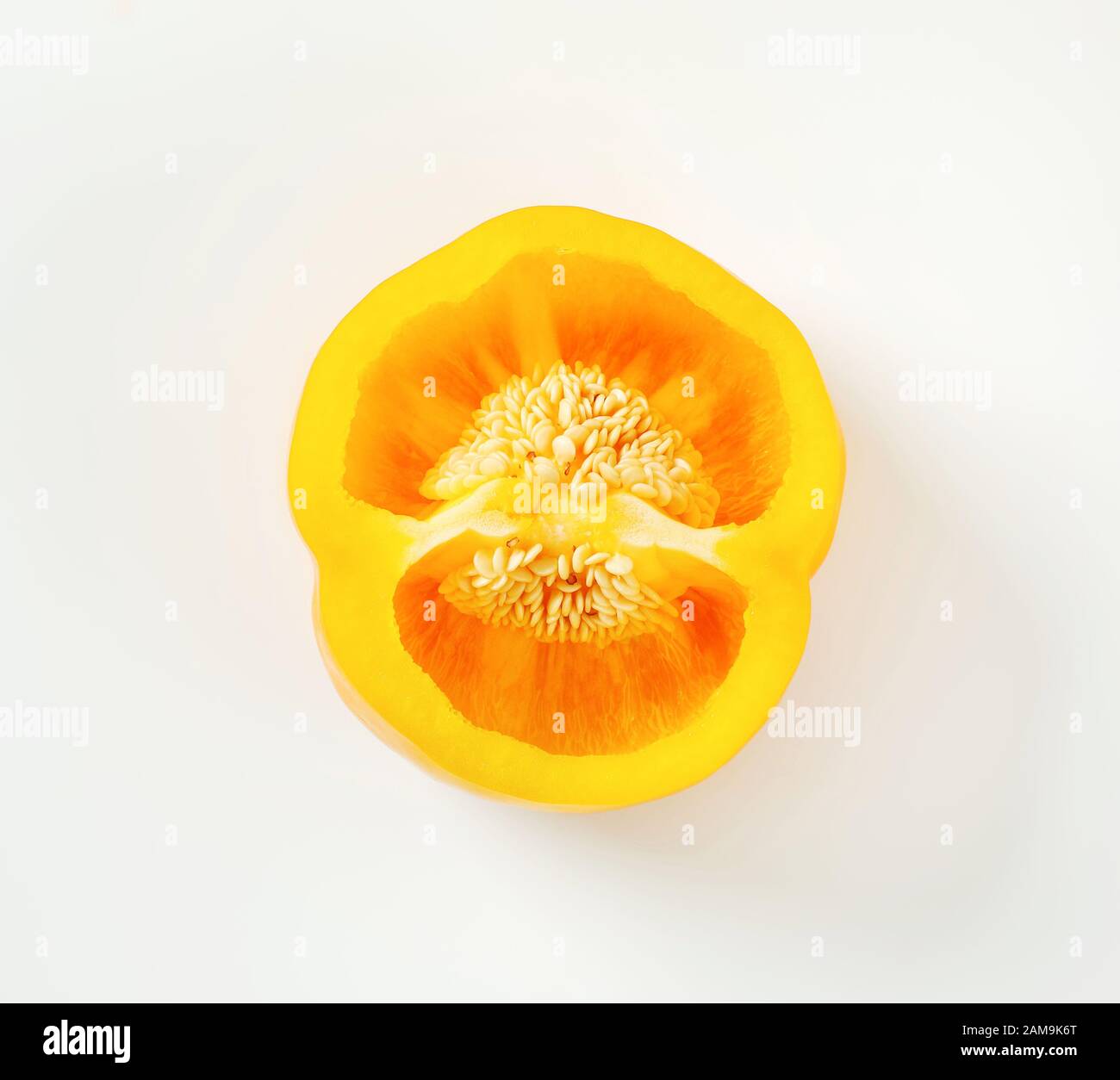 Cross section of yellow bell pepper Stock Photo