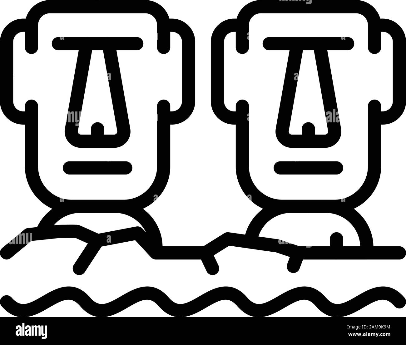 Easter island heads icon, outline style Stock Vector