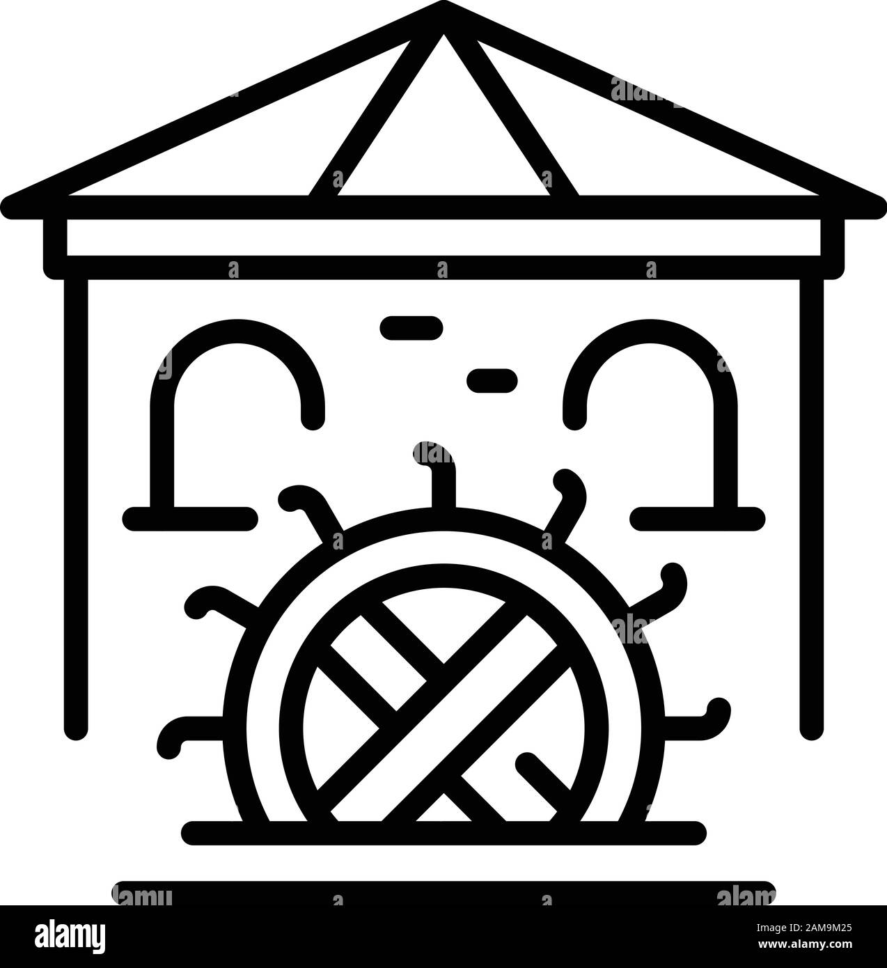 Farm water mill icon, outline style Stock Vector