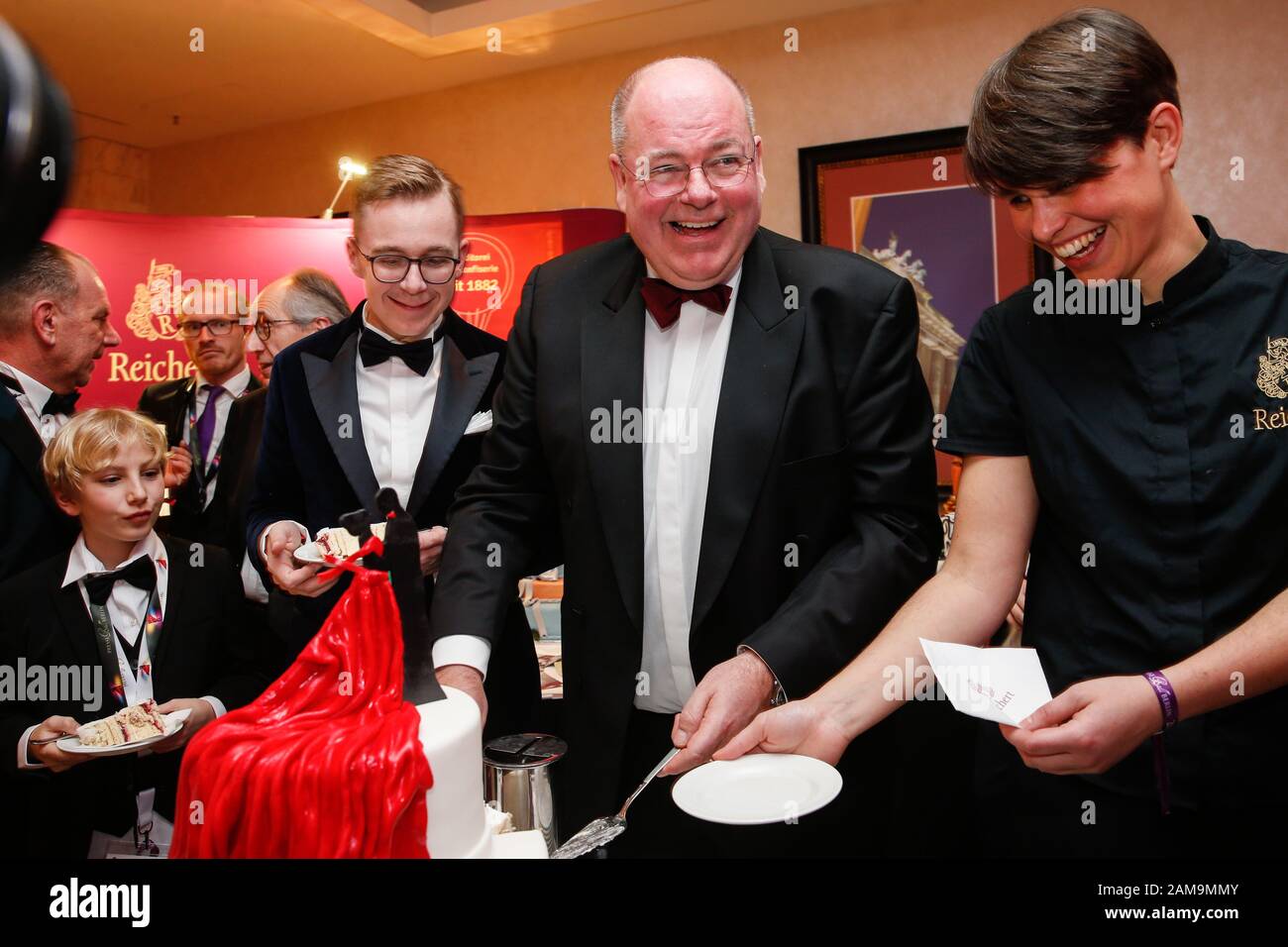 Berlin, Germany. 11th Jan, 2020. Philipp Amthor (l) and Walter Kohl come to the 120th Berlin Press Ball under the motto 'Love Greetings from Europe Credit: Gerald Matzka/dpa-Zentralbild/ZB/dpa/Alamy Live News Stock Photo