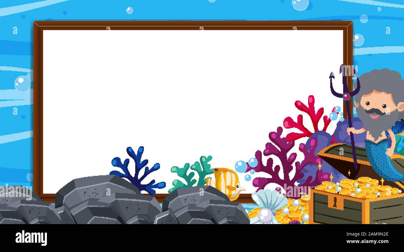 Border template with underwater scene in background illustration Stock ...