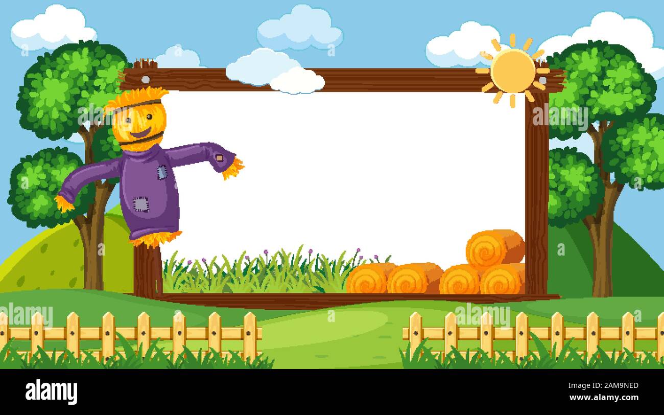 Border template with farm scene in background illustration Stock Vector ...