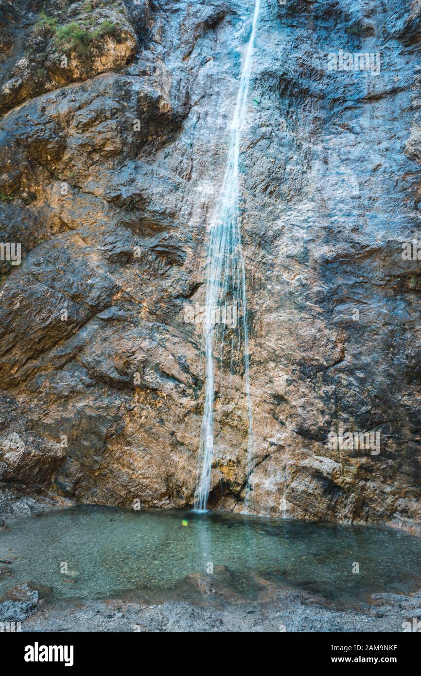 The 50m high Nixenfall, Cascade, at the Weissenbach am Attersee in Austria Stock Photo