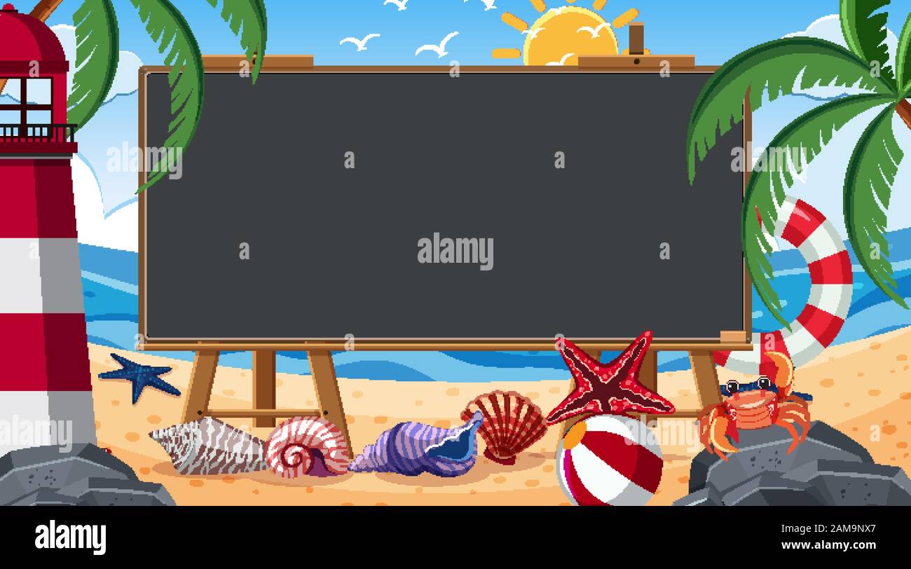 Border template with summer theme in background illustration Stock ...