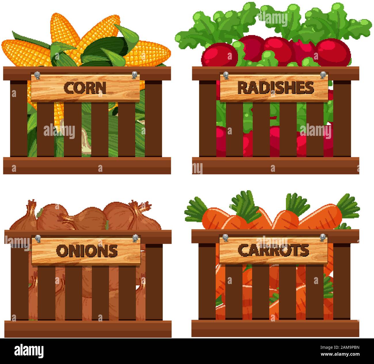 Basket full of different vegetables illustration Stock Vector Image ...