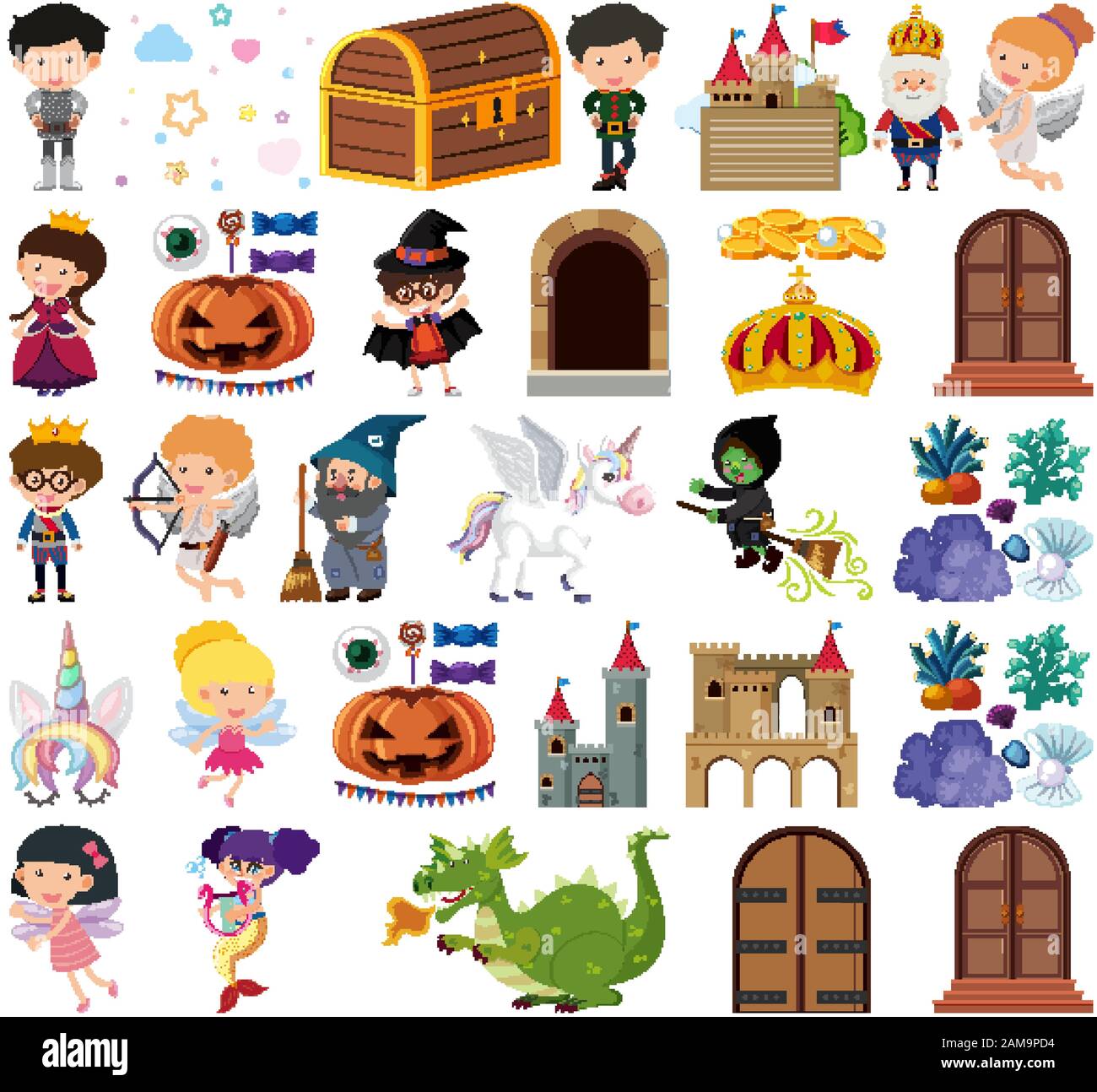 Set of isolated objects theme fairytale illustration Stock Vector Image ...