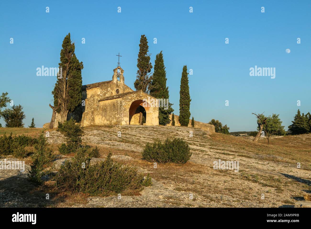 A Picture of the old Saint Sixte chapel in Provance in France. Stock Photo