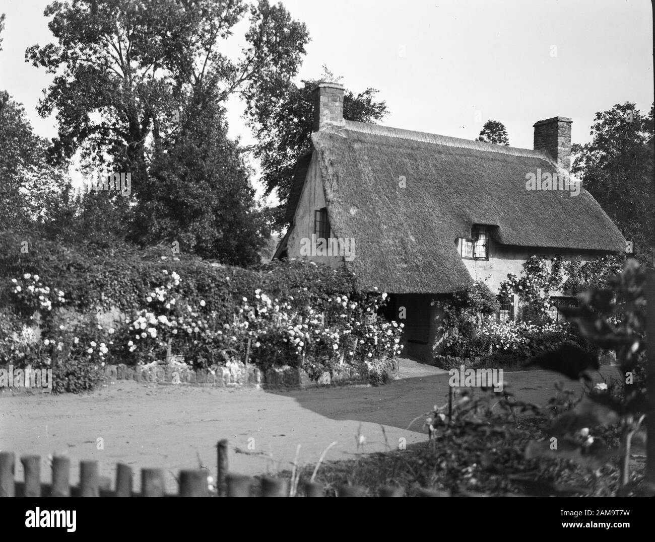Archive image circa 1920 of a West Country cottage. Scanned from the original negative. Stock Photo