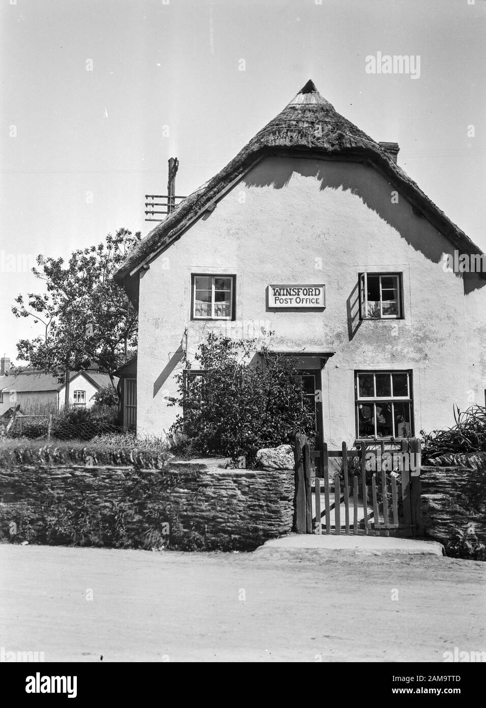 Archive image circa 1925 of Winsford village Post Office in Exmore, Somerset, UK. Scanned from the original negative Stock Photo