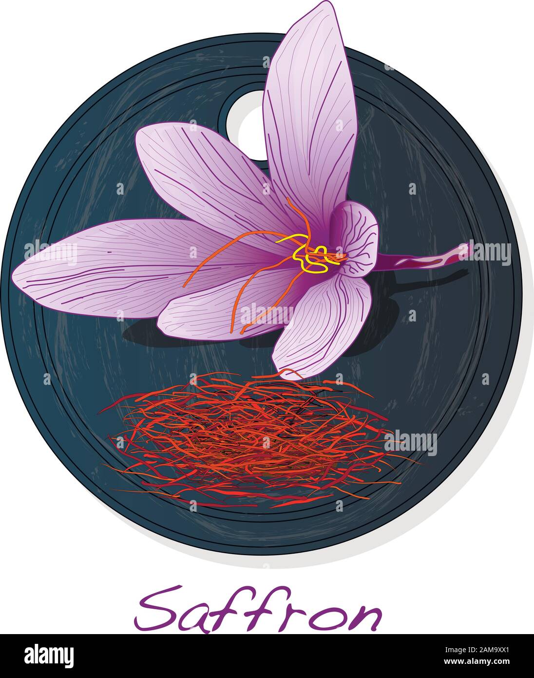 Saffron flower on the dish illustration set. Vector isolated Stock Vector Image & Art Alamy