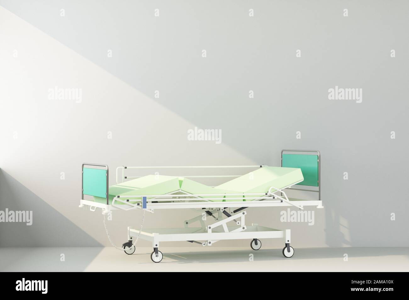 hospital bed is lit by ray of sunlight. 3d rendering Stock Photo - Alamy
