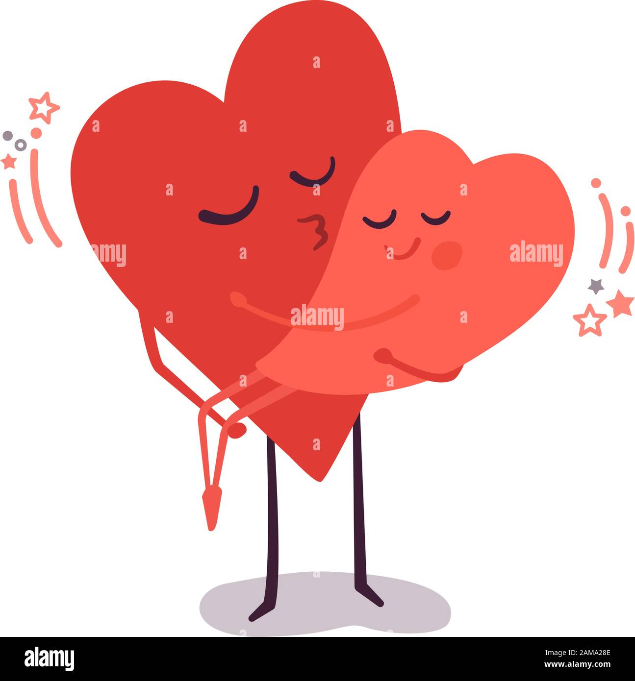 Two black cat head couple family icon red heart Vector Image