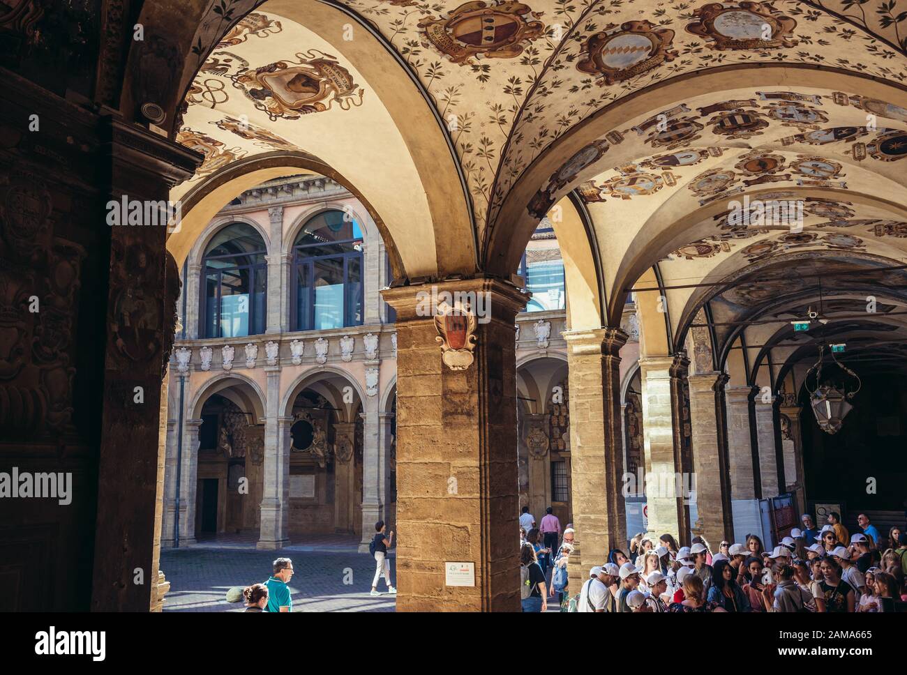 Archiginnasio of Bologna university building, oldest university in the  world in Bologna, capital and largest city of the Emilia Romagna region,  Italy Stock Photo - Alamy, image size:1300x968