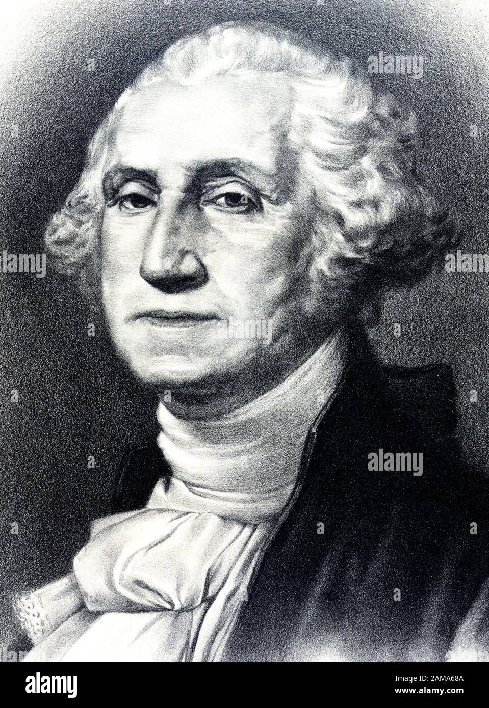 Vintage portrait of George Washington (1732 - 1799) – Commander of the Continental Army in the American Revolutionary War / War of Independence (1775 – 1783) and the first US President (1789 - 1797). Print circa 1896 by E L Kellogg & Co of New York and Chicago and entitled 'Father of his Country'. Stock Photo