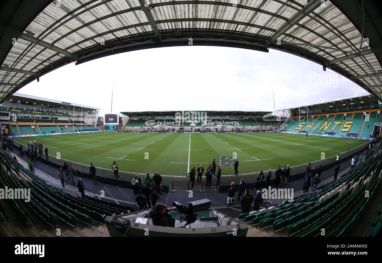 A general view inside Franklins Gardens before the game between Northampton Saints and Benetton Rugby during the Heineken Champions Cup pool one match at Franklin's Gardens, Northampton. Stock Photo