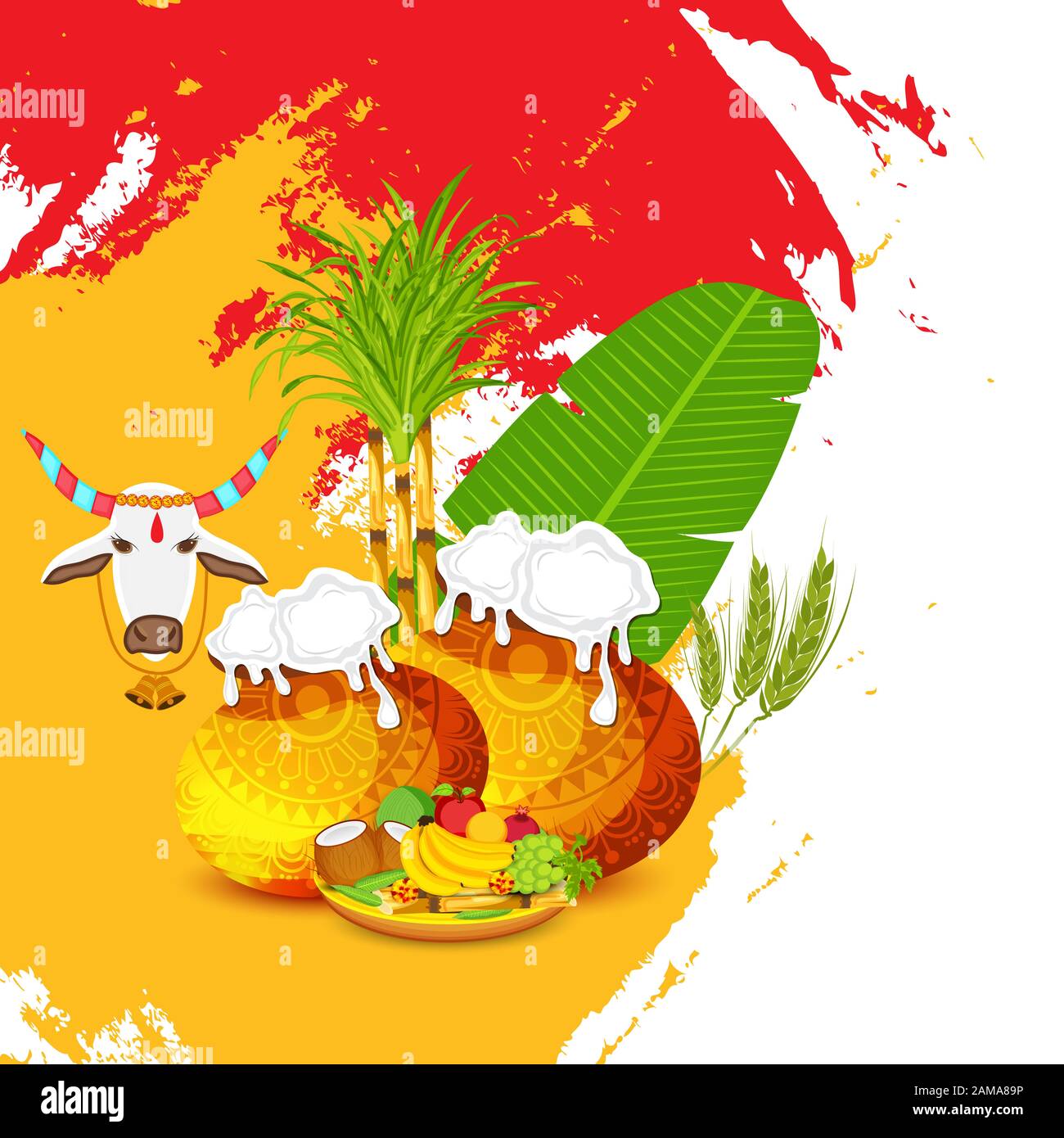 Vector illustration of a Background for Happy Pongal Holiday Harvest  Festival of Tamil Nadu South India Stock Photo - Alamy