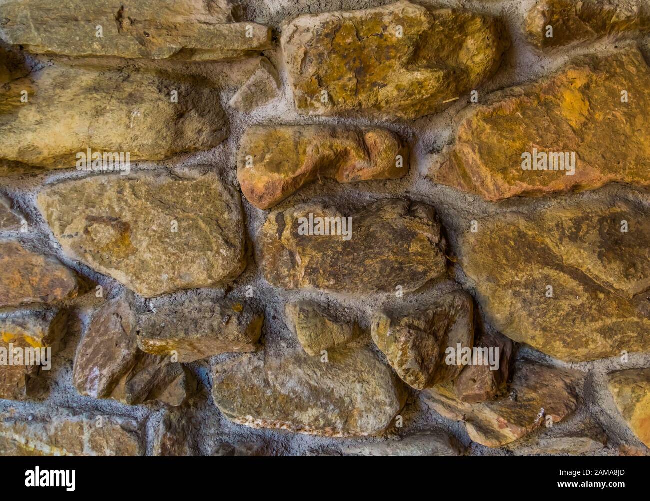 pattern of cemented lime stones, rock wall, Modern architecture with a vintage touch Stock Photo