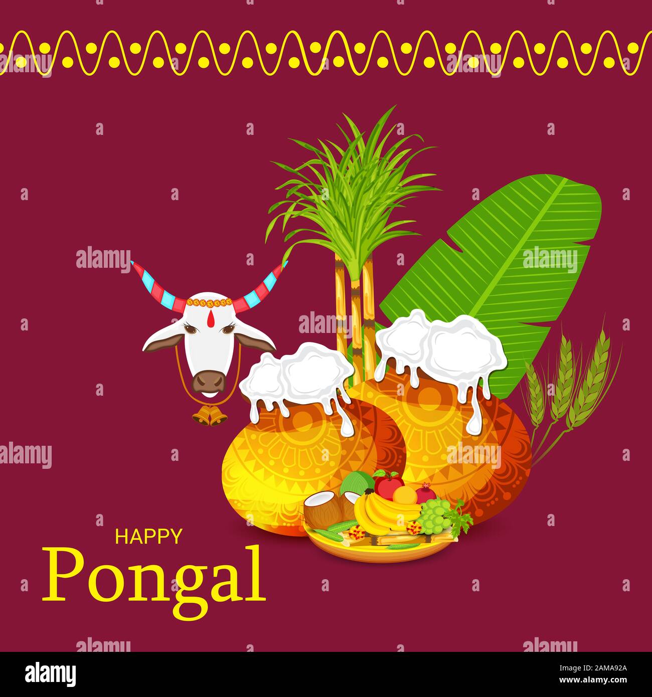 Vector illustration of a Background for Happy Pongal Holiday Harvest