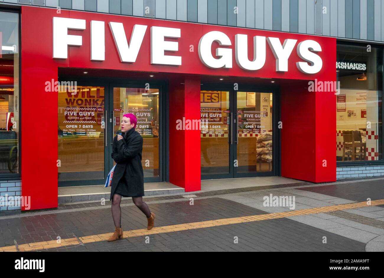 Five Guys burger restaurant in Liverpool Stock Photo