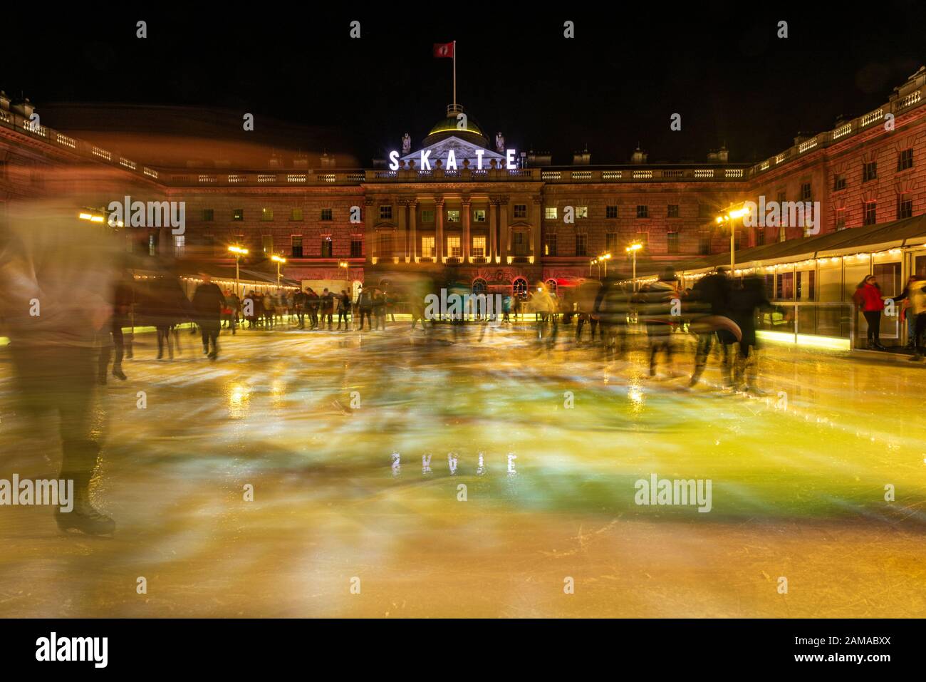 Ice skating at Somerset House, London Stock Photo Alamy