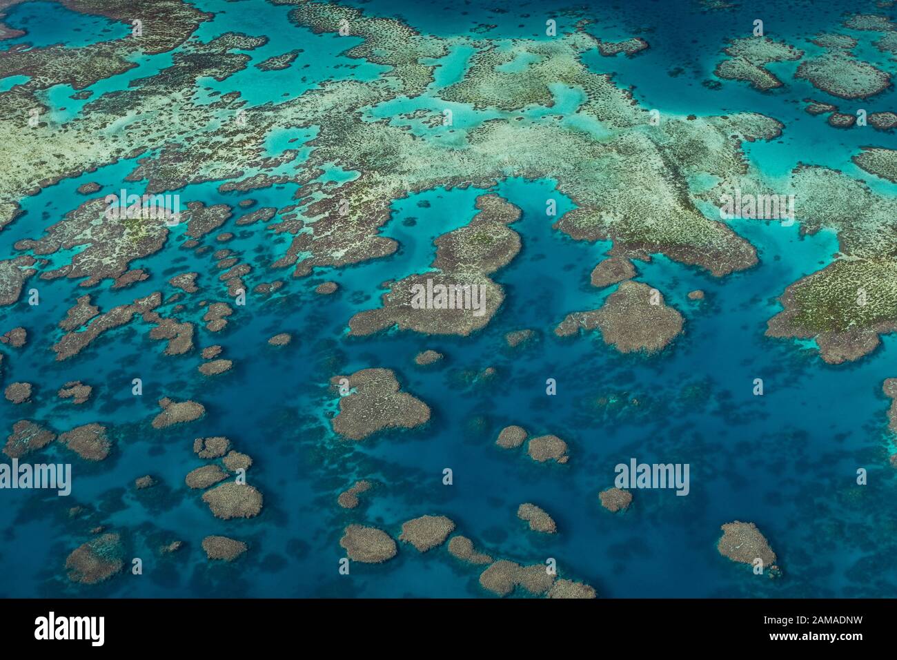 Aerial shot of the famous Great Barrier Reef. Stock Photo