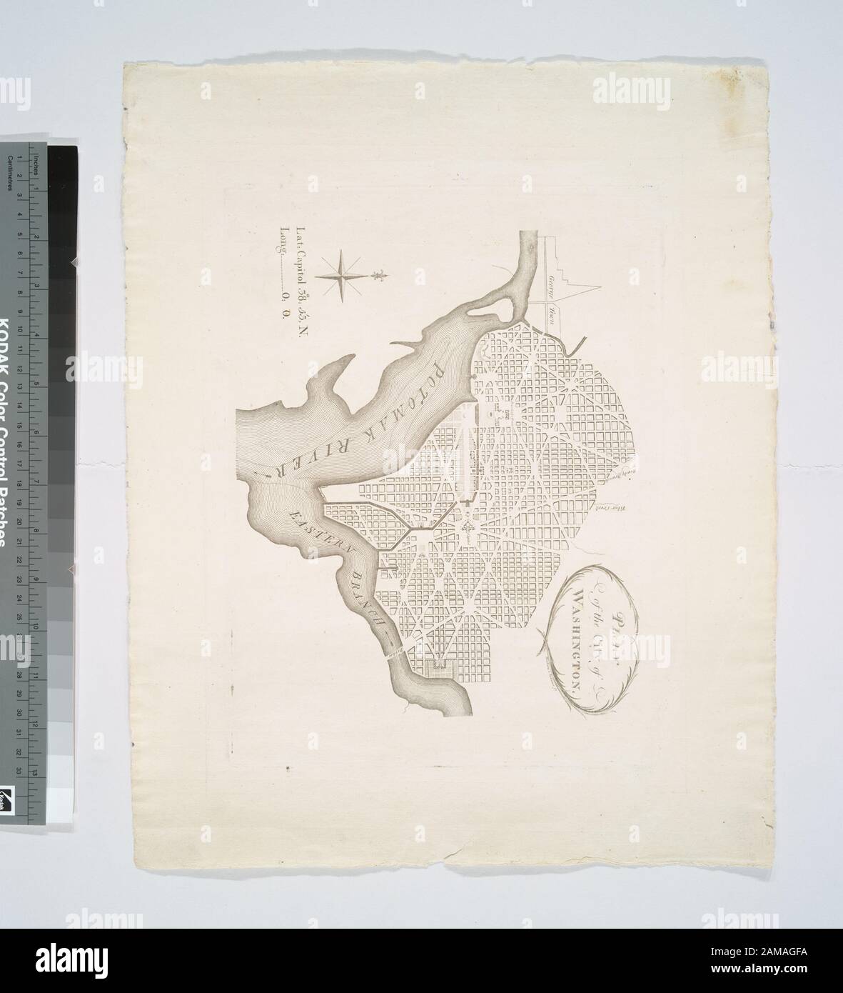 Plan of the city of Washington  Extracted from and accompanied by: An oration on the discovery of America / by Elhanan Winchester. 77 p. ; 21 cm. Lawrence H. Slaughter Collection ; 21. Map Div. copy: Text lacks original title page. National Endowment for the Humanities Grant for Access to Early Maps of the Middle Atlantic Seaboard. Citation/Reference: Phillips, P.L. List of maps and views of Washington and District of Columbia, p. 19; Plan of the city of Washington. Stock Photo