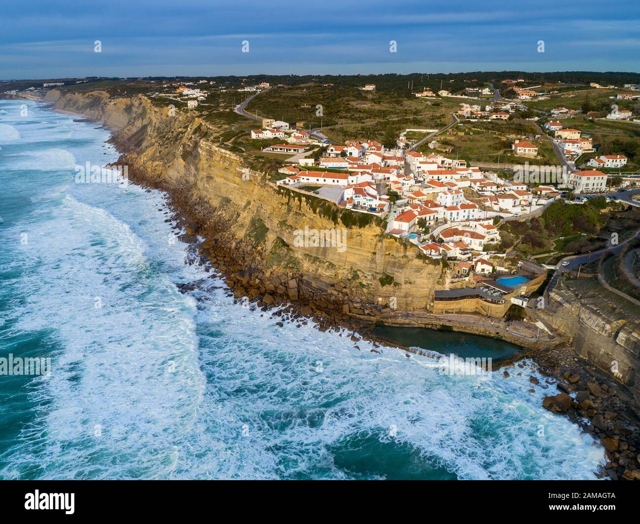 Coastal town Azenhas do Mar in Portugal Stock Photo