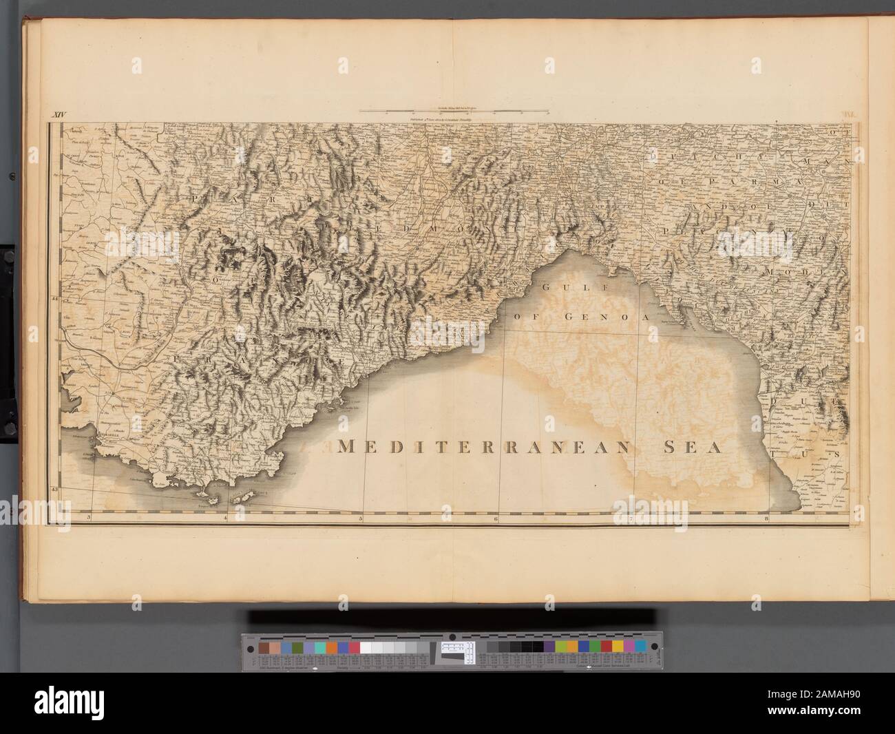 Plate XIV- A general map of the empire of Germany, Holland, the Netherlands, Switzerland, the Grisons, Italy, Sicily, Corsica, and Sardinia  Published 4th June 1800 by J. Stockdale, Piccadilly.; Plate XIV: A general map of the empire of Germany, Holland, the Netherlands, Switzerland, the Grisons, Italy, Sicily, Corsica, and Sardinia Stock Photo