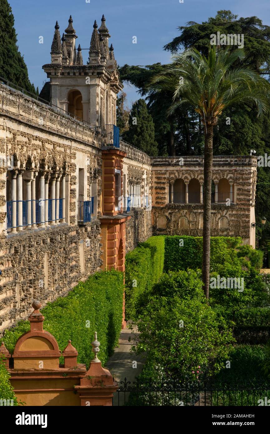 Royal Alcazar Palace and gardens,Seville,Andalusia,Spain,Europe Stock Photo