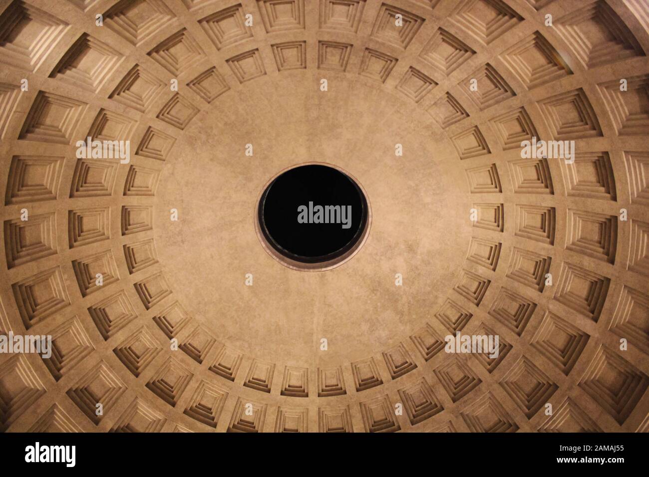 Close up of the Pantheon Ceiling with cassette pattern. Stock Photo