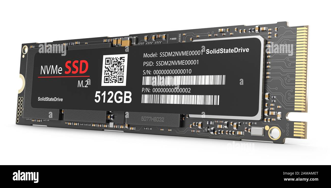 SSD M2 disk drive isolated on white background. 3d illustration Stock ...