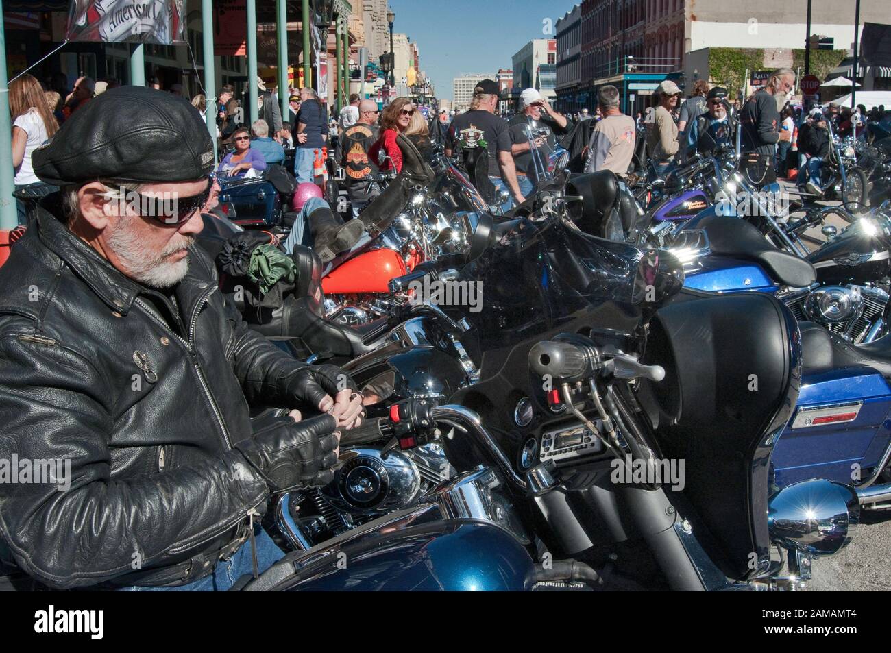 Lone Star Bikers Rally on The Strand in Galveston, Texas, USA Stock Photo