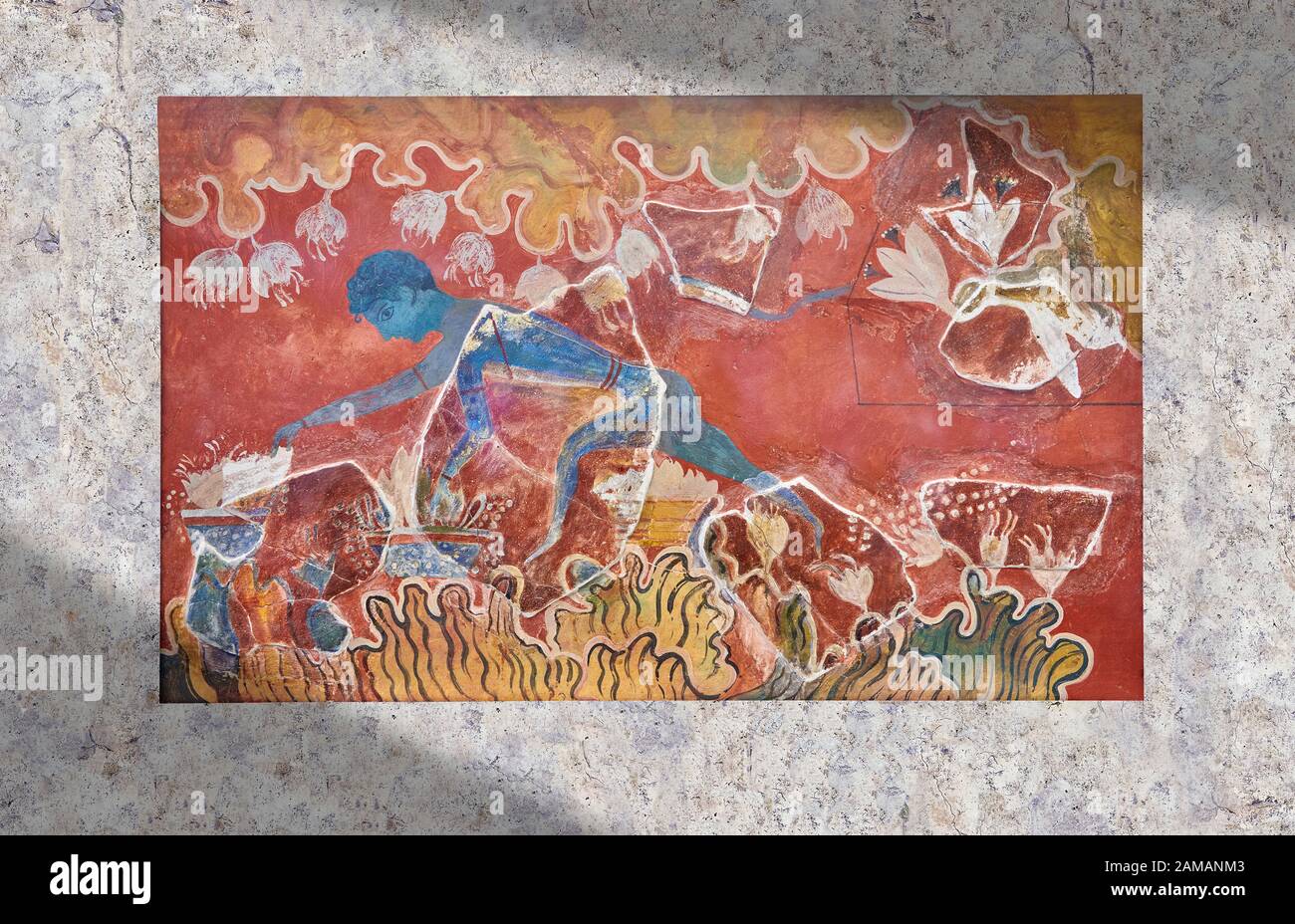 Girl Gathering Crocus (Saffron) Flowers, a Theran mural reproduction by