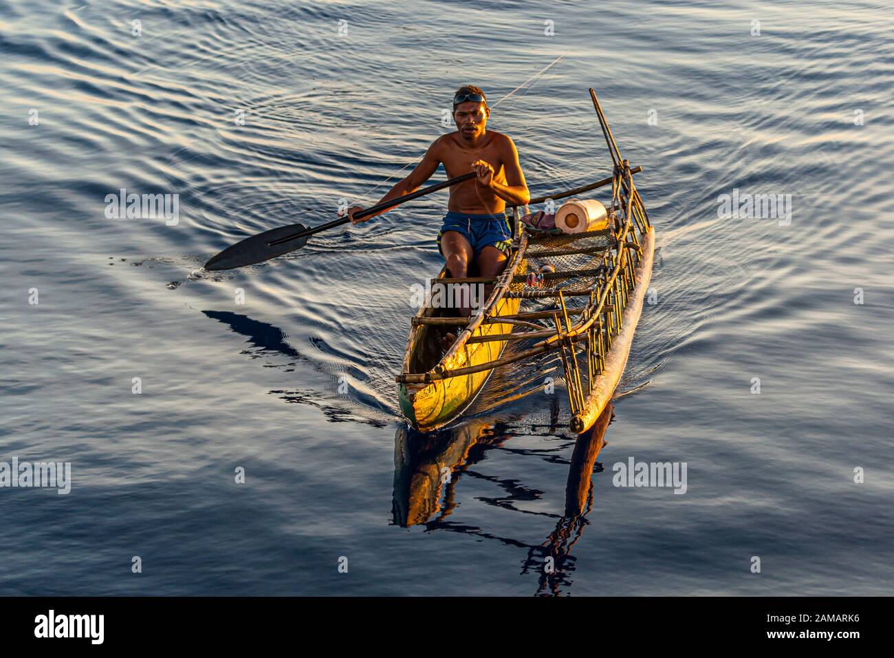 Outrigger Canoe at Yanaba Island, Papua New Guinea Stock Photo