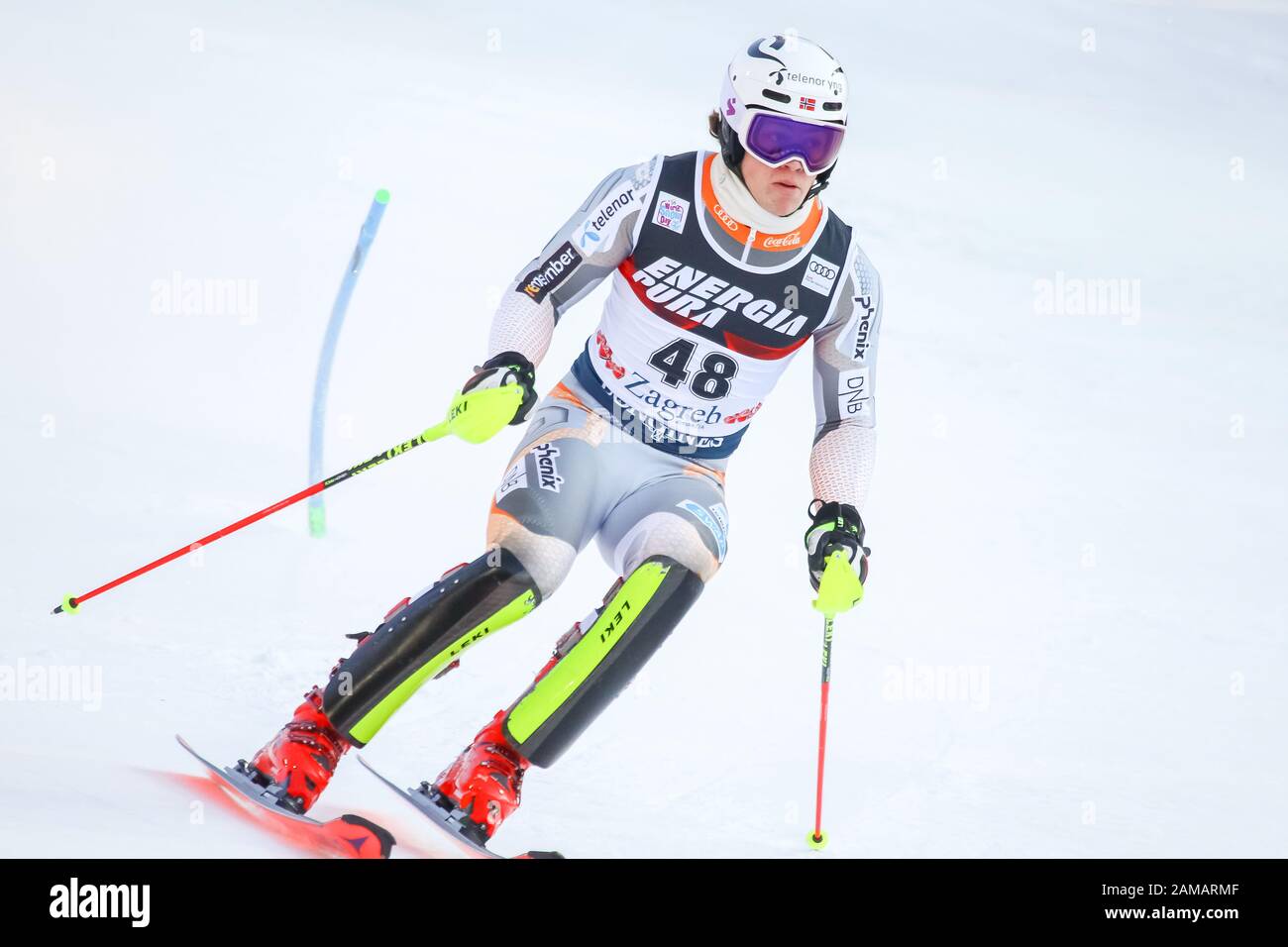 Zagreb Croatia January 5 2020 Lucas Braathen From Norway Competing During The Audi Fis Alpine Ski World Cup 2019 2020 3rd Mens Slalom Snow Que Stock Photo Alamy