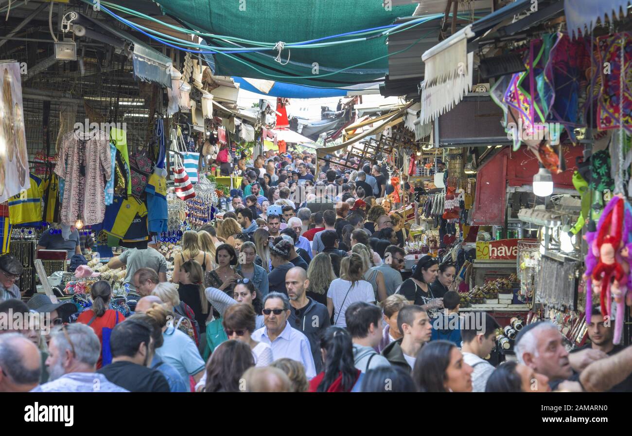 Menschenmenge, Carmel Markt, Tel Aviv, Israel Stock Photo