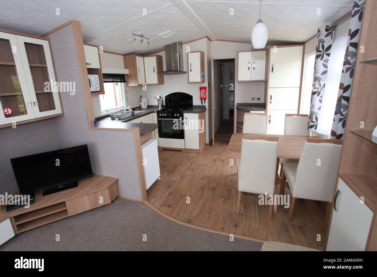 Luxury Interior Of A Static Caravan Holiday Home Stock Photo