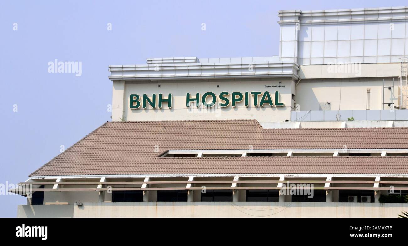A Sign On The Bnh Hospital Established As The Bangkok Nursing Home Hospital In 1898 On Convent Road Silom District Bangkok Thailand Stock Photo Alamy