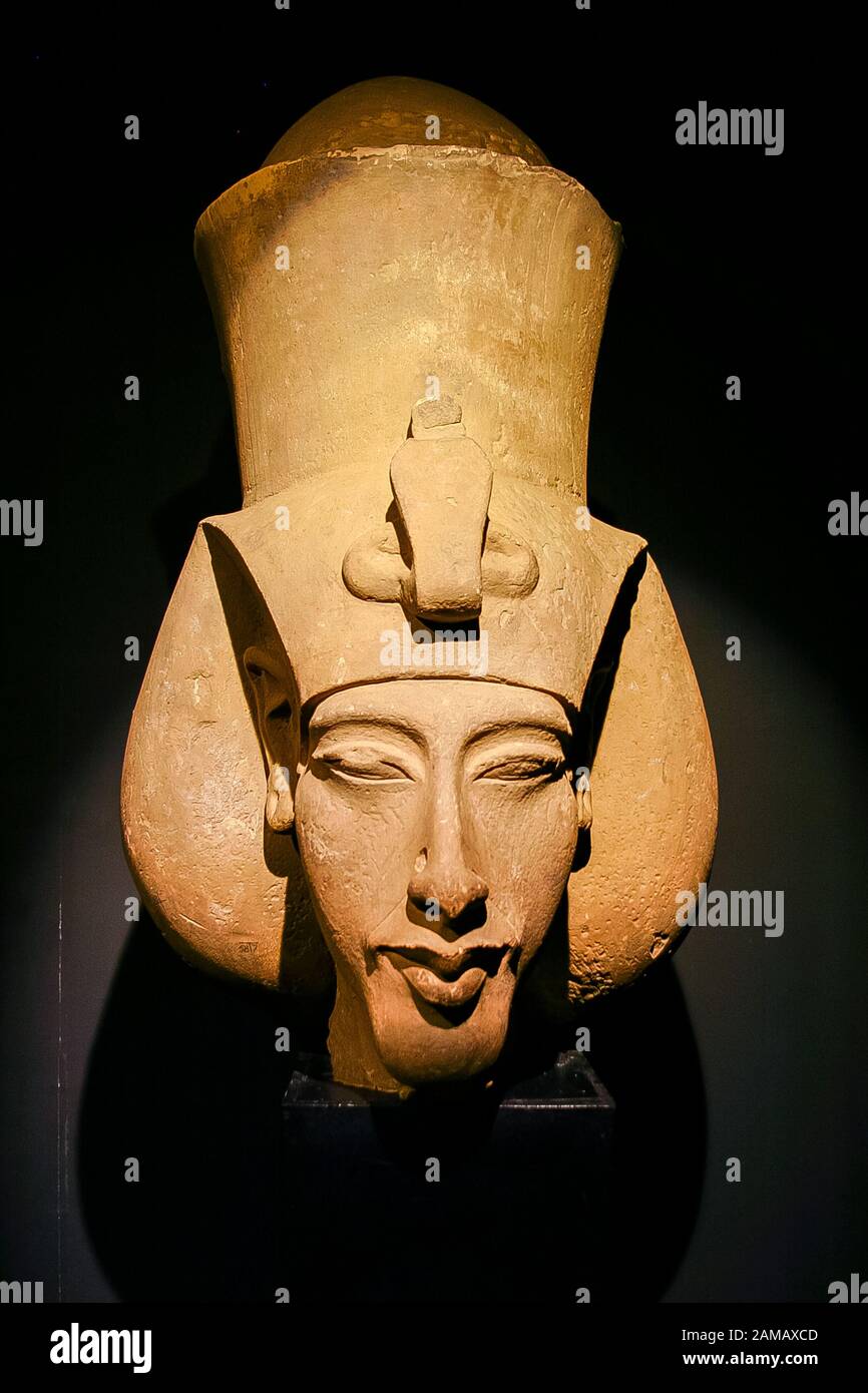 Egypt, Alexandria, National Museum, head of Amenhotep IV/Akhenaten. Stock Photo