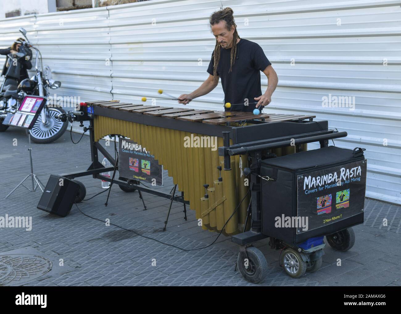 Straßenmusiker Marimba Rasta, Jaffa, Tel Aviv, Israel Stock Photo