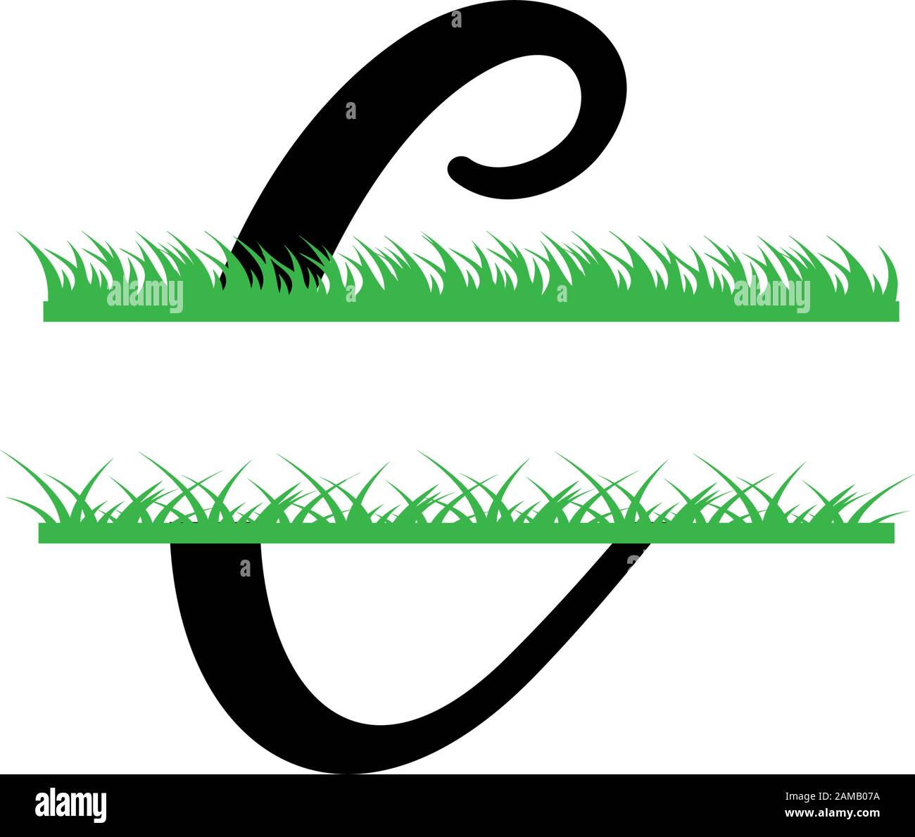 Initial c grass monogram split letter vector isolated Stock Vector ...