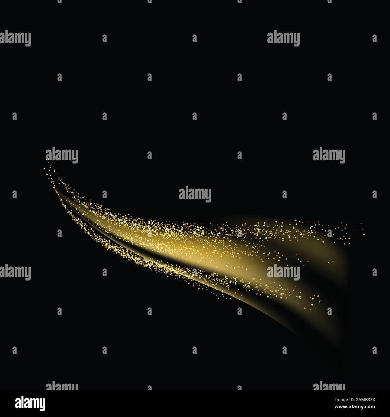 Gold glitter dust trail glittering particles Stock Vector