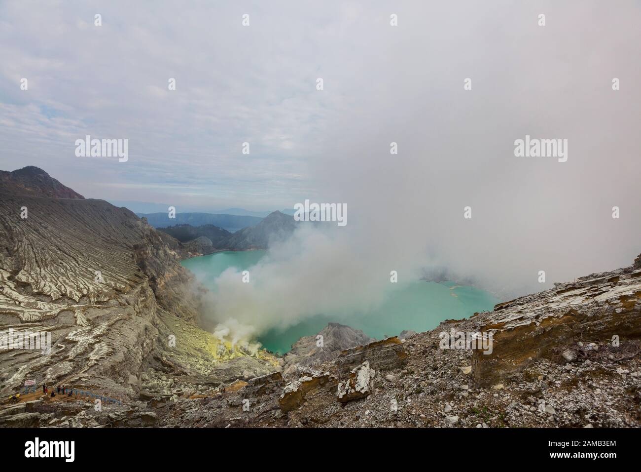 Lake in a Crater of Volcano Ijen, Java, Indonesia Stock Photo - Alamy
