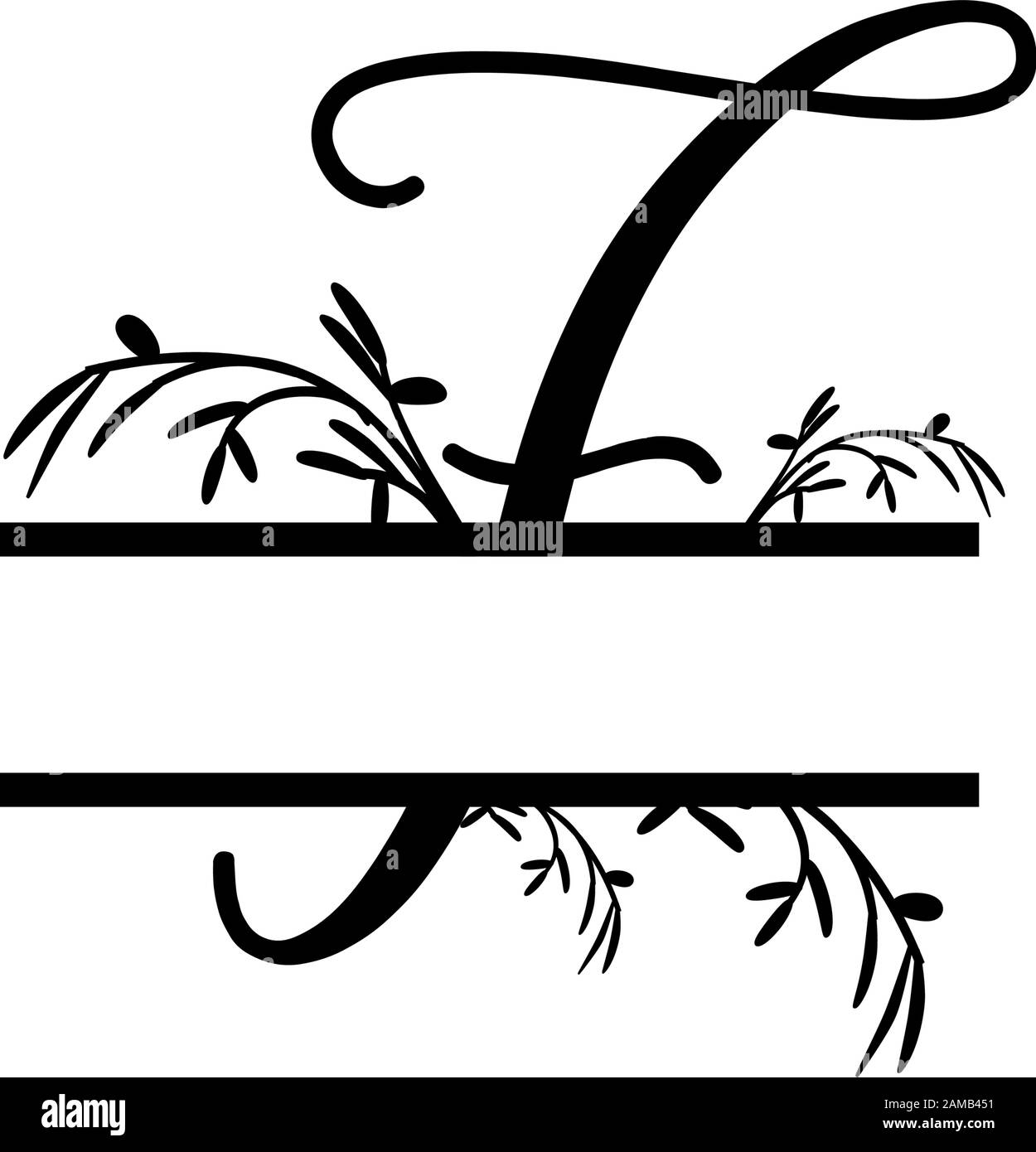 Initial f decorative plant monogram split letter vector Stock Vector