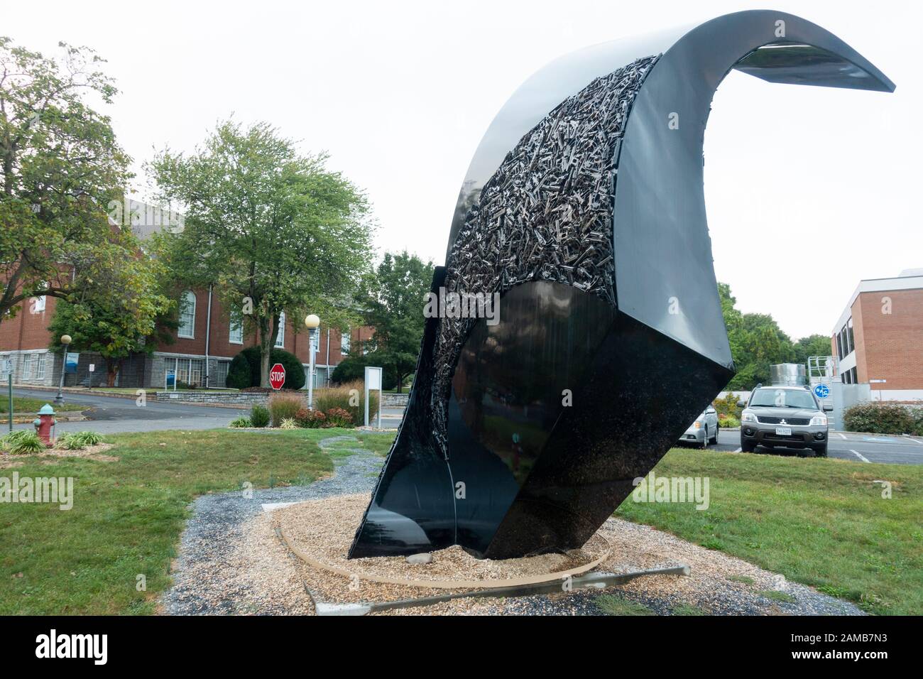 Guns into Plowshares sculpture in Harrisonburg Virginia Stock Photo Alamy