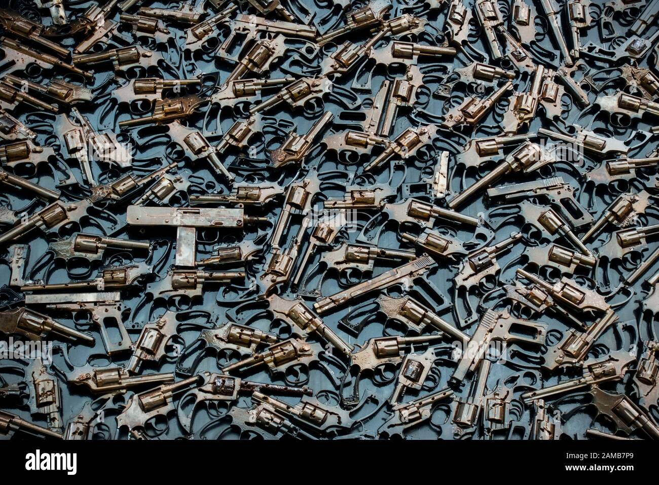 Guns into Plowshares sculpture in Harrisonburg Virginia Stock Photo Alamy