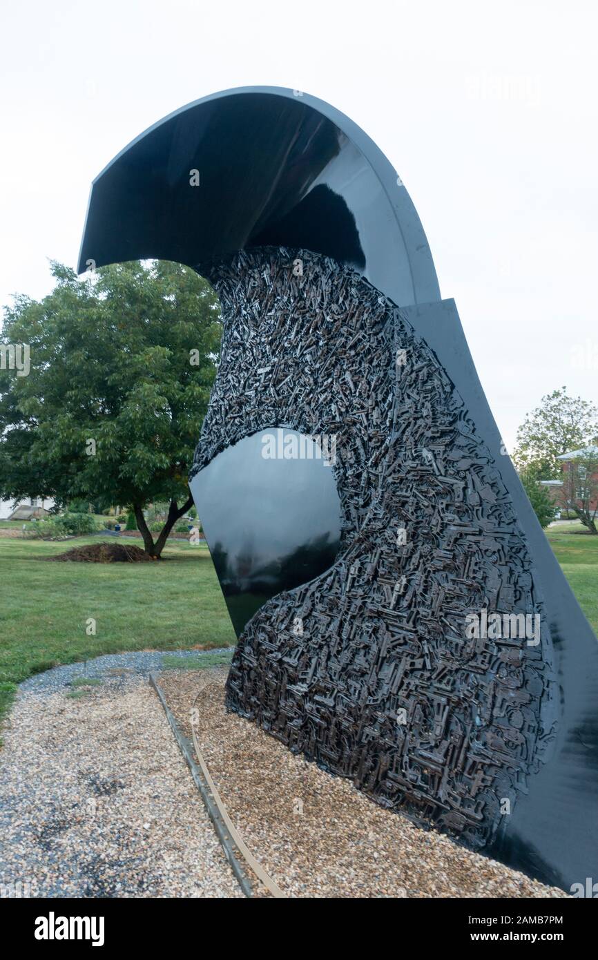 Guns into Plowshares sculpture in Harrisonburg Virginia Stock Photo Alamy