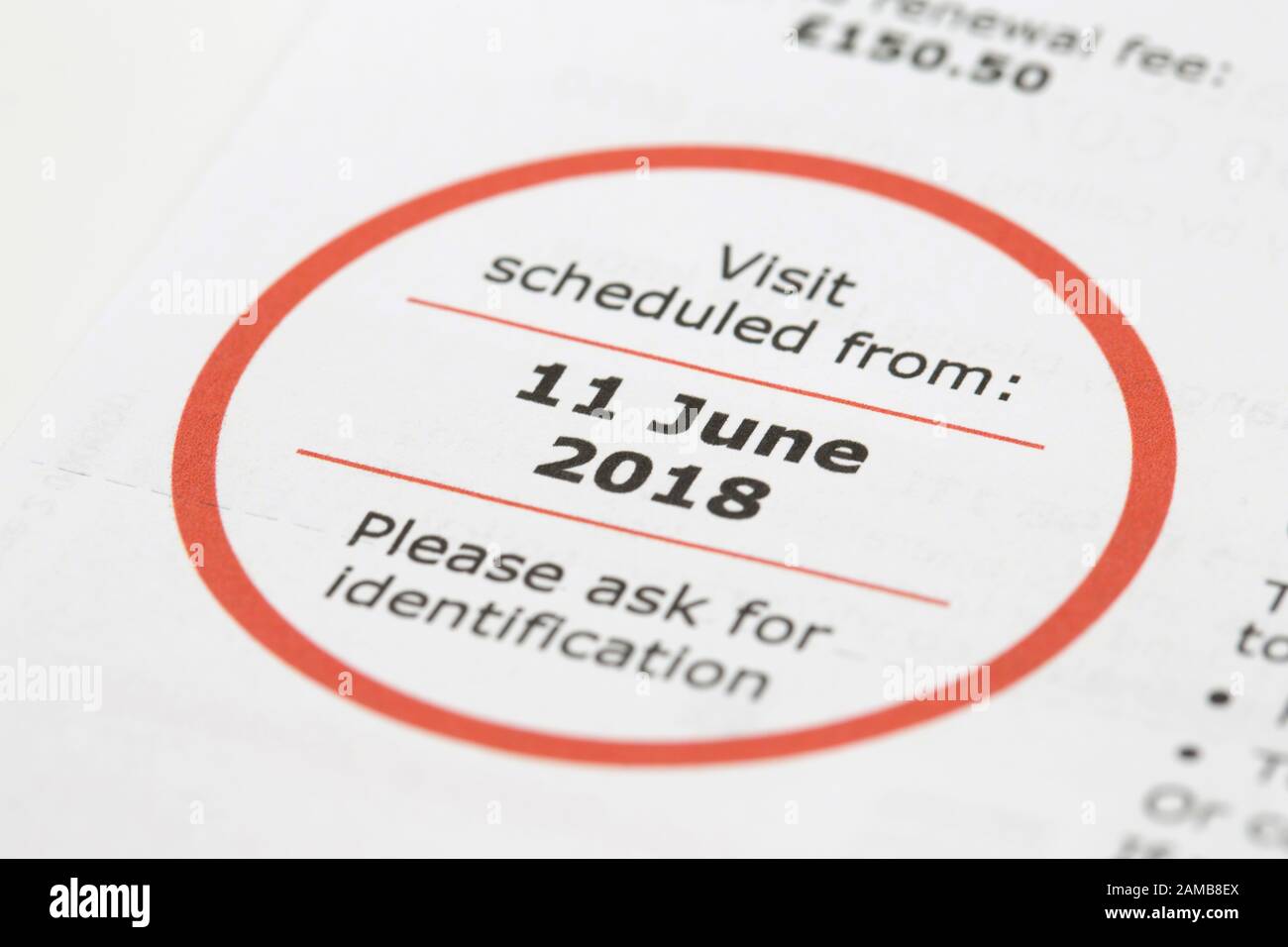 A letter from TV Licensing to an unlicenced property warning that a visit or investigation is imminent. England UK GB Stock Photo